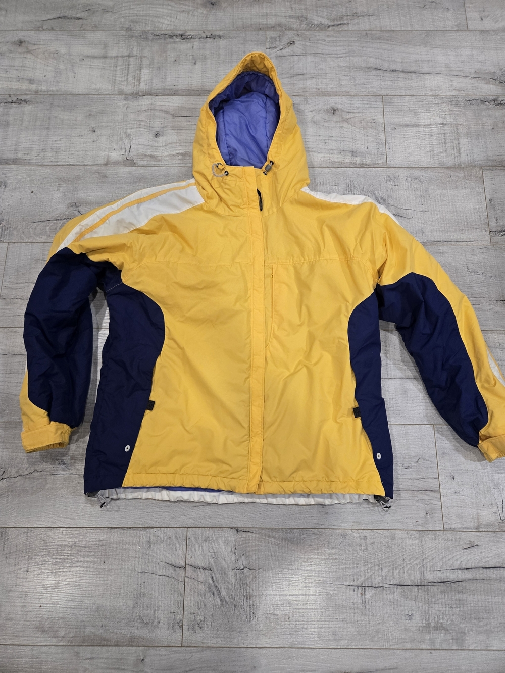 Columbia Yellow and Navy Hooded Ski Jacket
